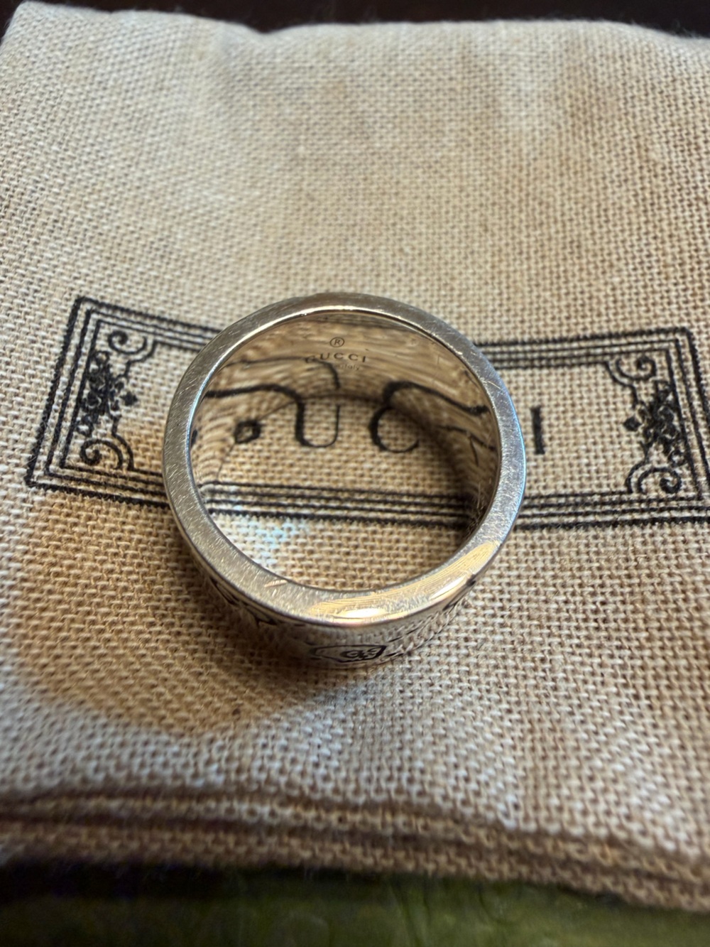 New Authentic Gucci GG Ghost Logo Silver Ring - Picture 12 of 16